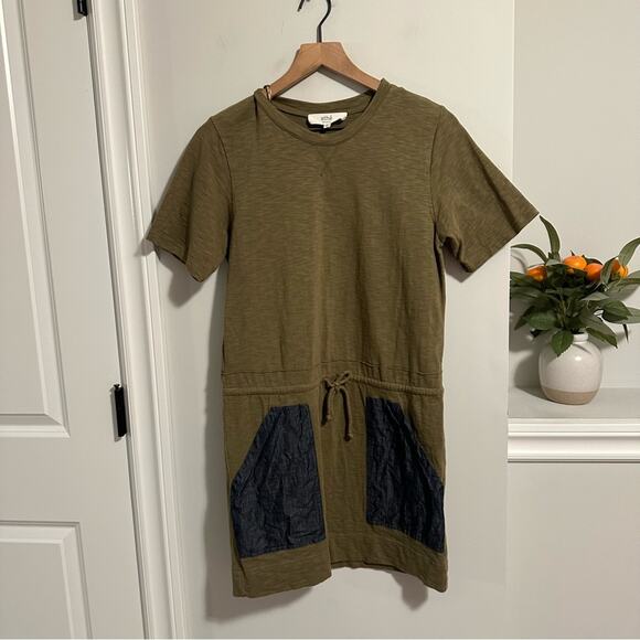 Athe Vanessa Bruno Green Blue Cotton Linen Mini Dress Small - Picture 8 of 9